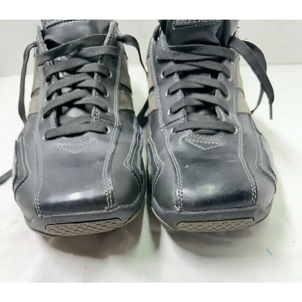 SKECHERS  LEATHER CASUAL SNEAKERS Mens size 12 color black SN 62861 - Picture 10 of 13